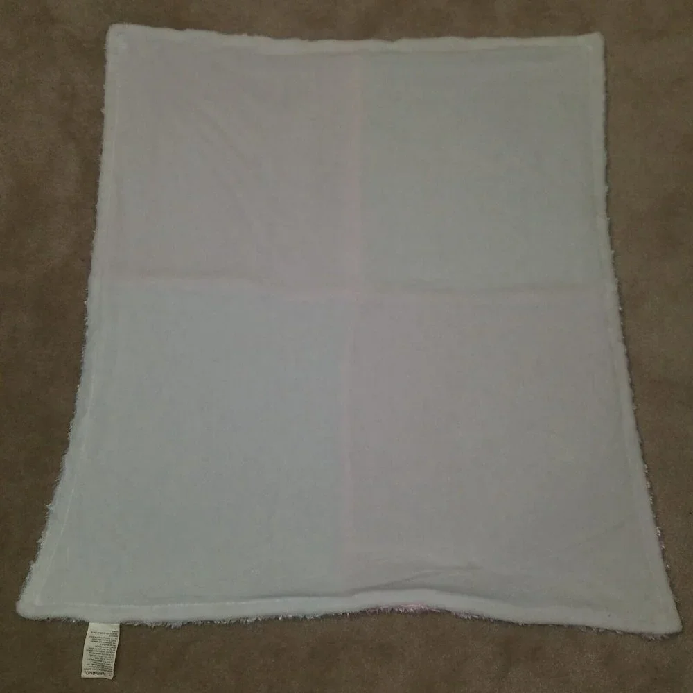 Baby by Bon Bebe Pink White Patchwork Fleece Baby Blanket Lovey SOFT 30x34